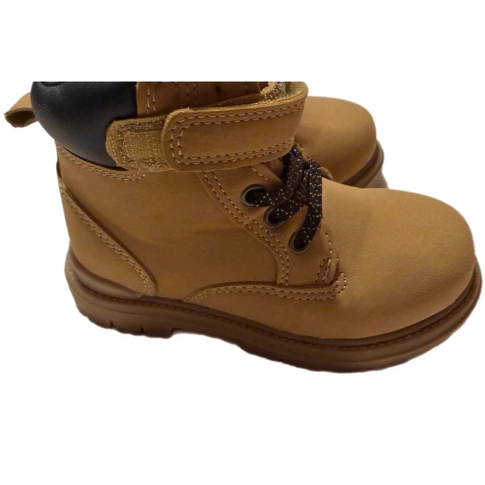 Wonder Nation Kids Tan Work Boots Memory Foam Side Zip WM67754-423 Size 8